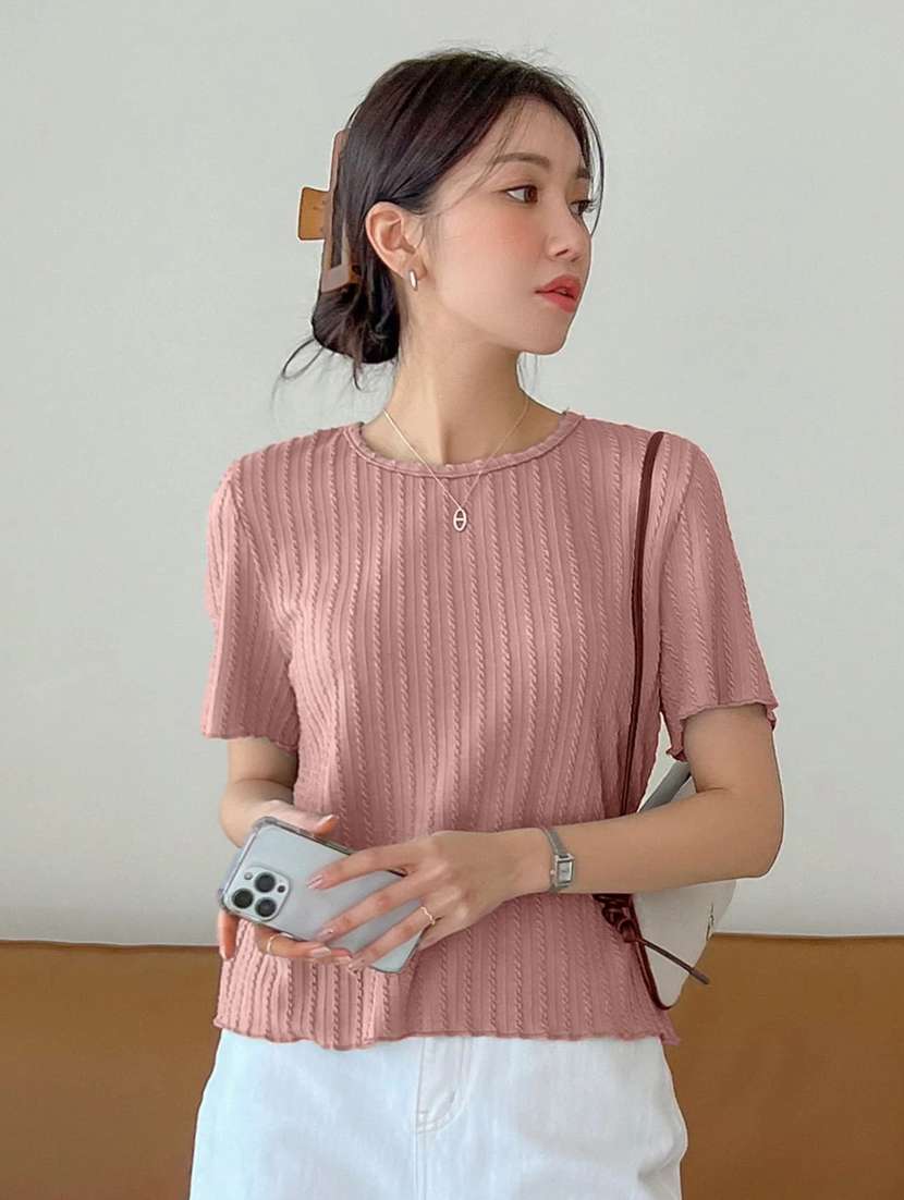 women self designed short sleeve top - 22094021 -  Standard Image - 1