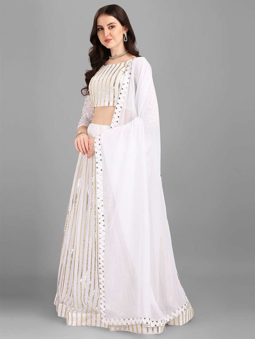 women solid with work flared stitched lehenga - 22094058 -  Standard Image - 1