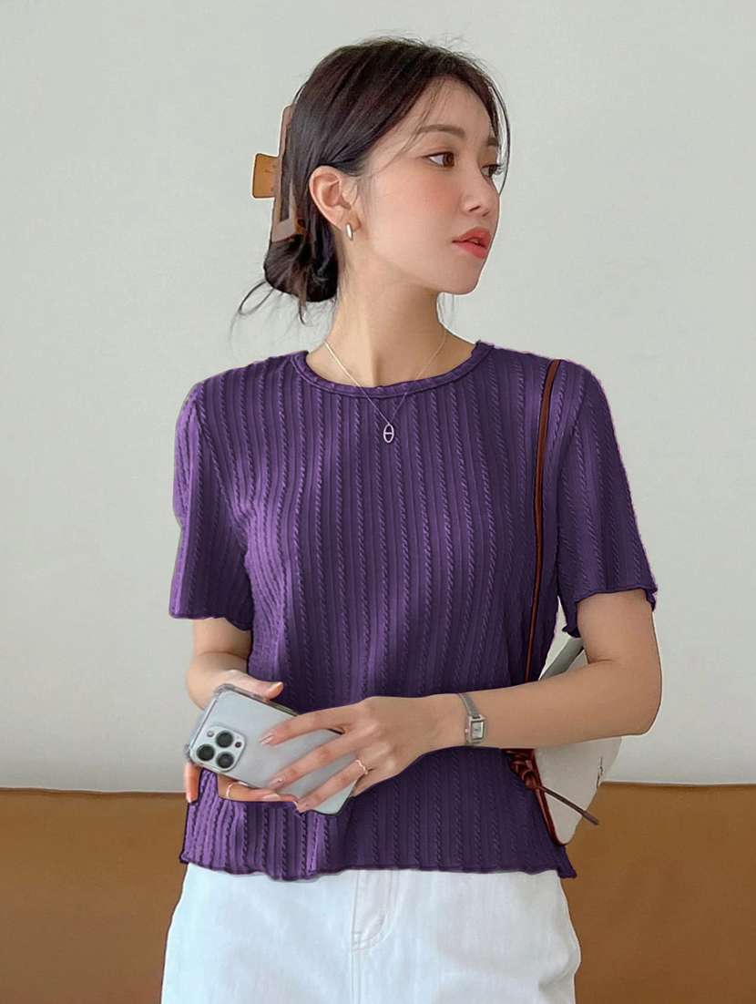 women self designed short sleeve top - 22094063 -  Standard Image - 1