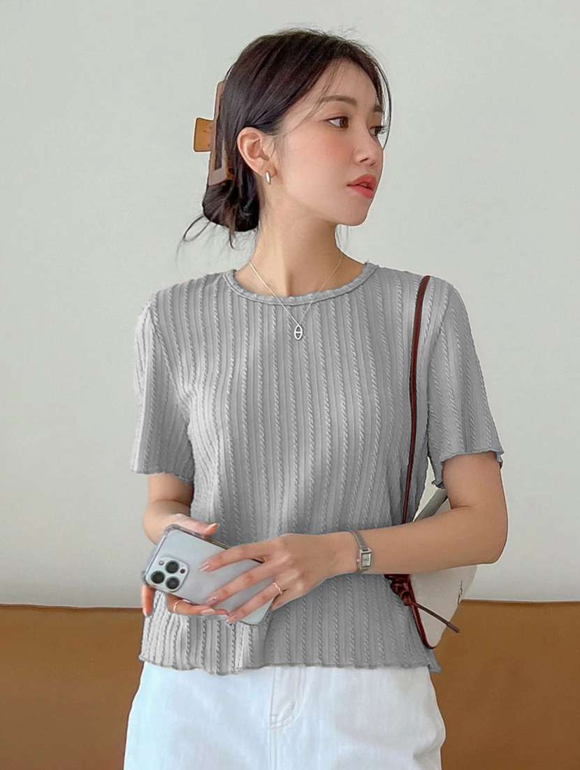 women self designed short sleeve top - 22094065 -  Standard Image - 1