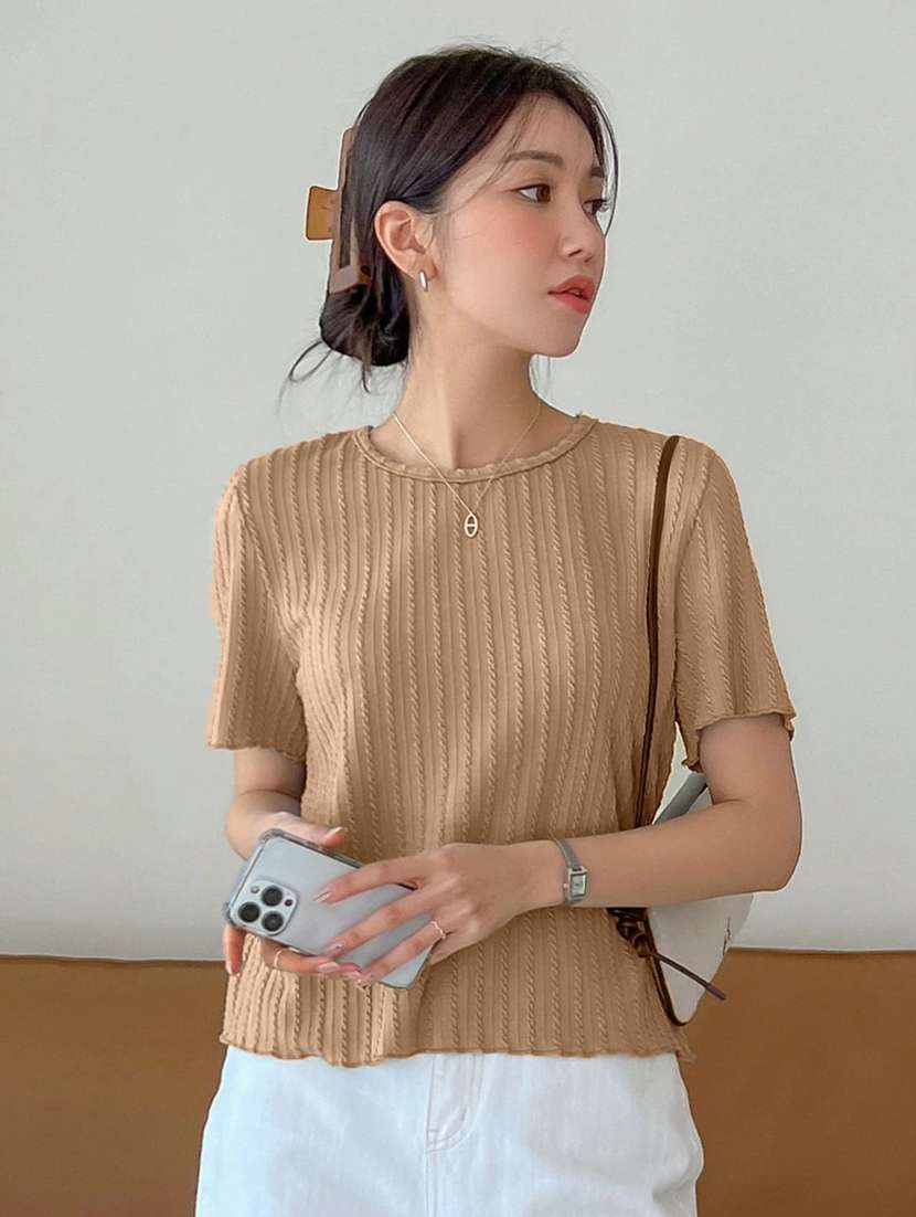 women self designed short sleeve top - 22094067 -  Standard Image - 1