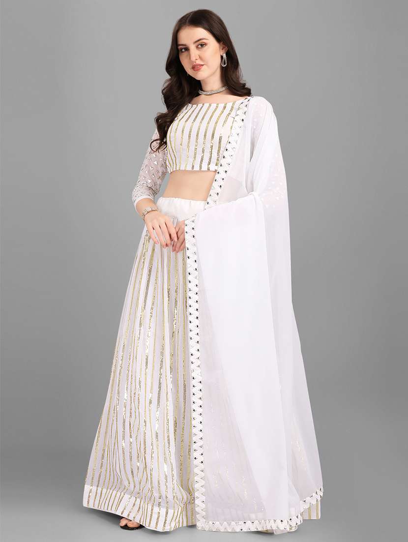 women solid with work flared stitched lehenga - 22094076 -  Standard Image - 1