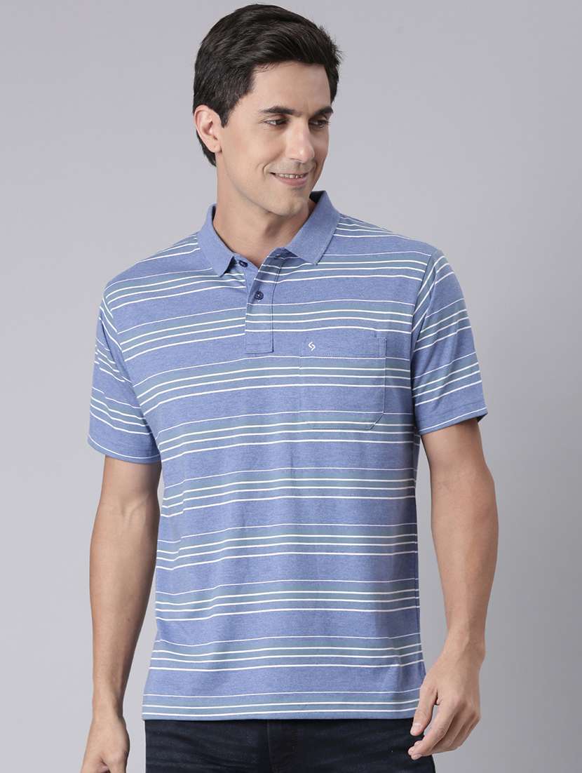 men striped short sleeve regular fit polo t-shirt