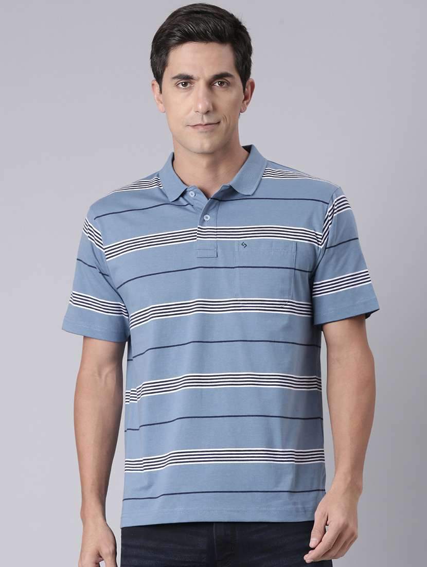 men striped short sleeve regular fit polo t-shirt