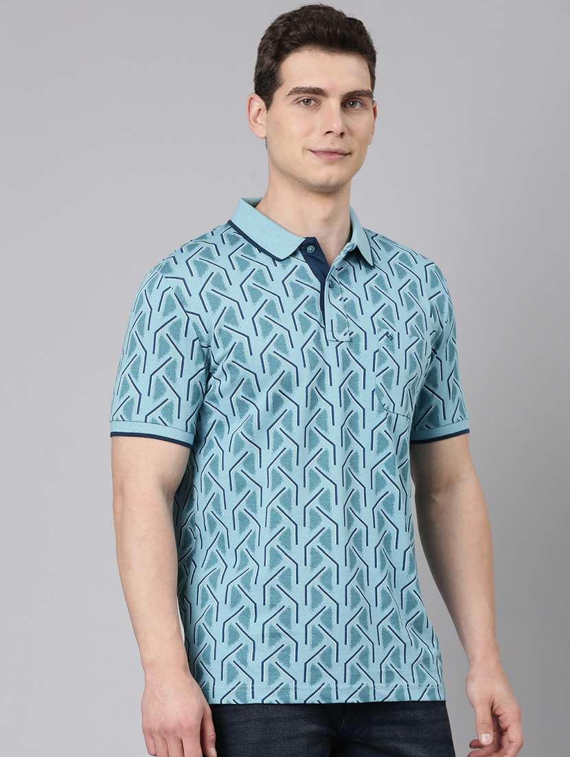 men printed short sleeve slim fit polo t-shirt - 22094091 -  Standard Image - 1