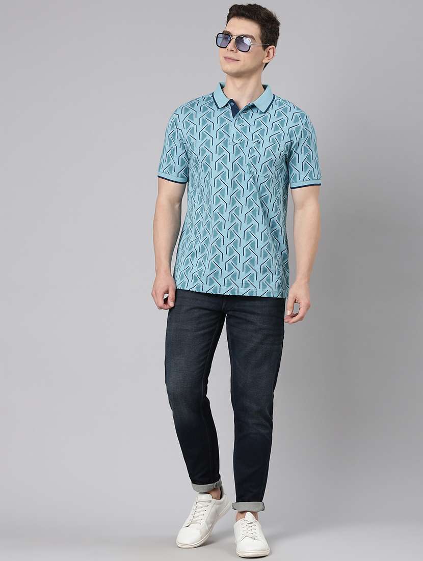 men printed short sleeve slim fit polo t-shirt - 22094091 -  Standard Image - 4