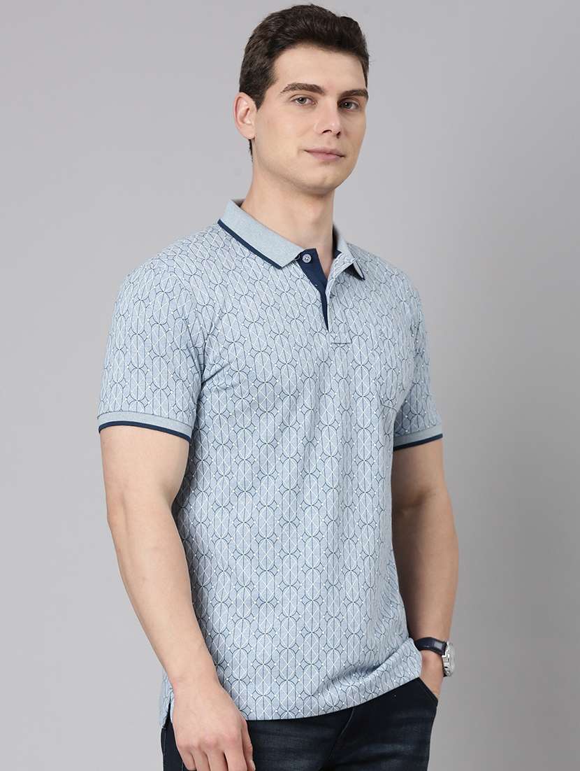 men printed short sleeve slim fit polo t-shirt - 22094092 -  Standard Image - 1