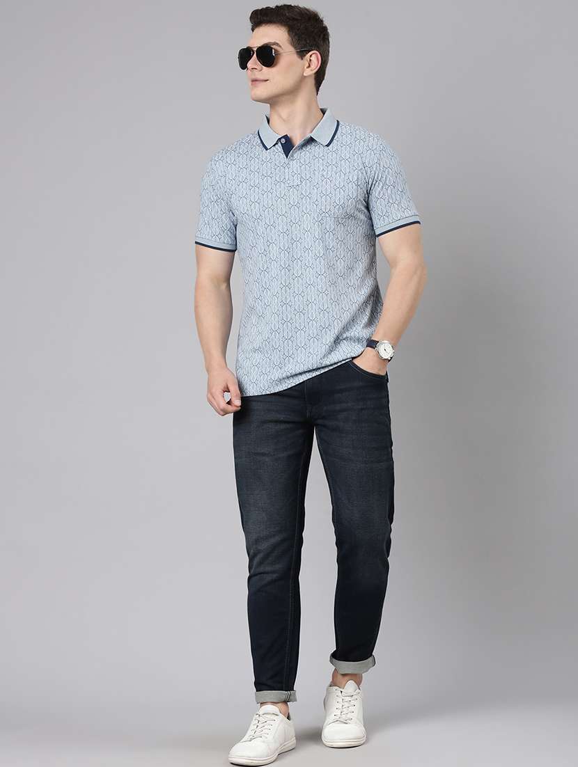 men printed short sleeve slim fit polo t-shirt - 22094092 -  Standard Image - 4