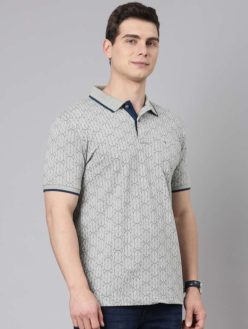 men printed short sleeve slim fit polo t-shirt - 22094093 -  Standard Image - 1