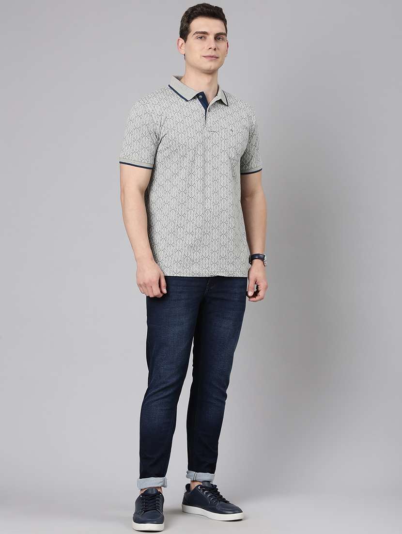 men printed short sleeve slim fit polo t-shirt - 22094093 -  Standard Image - 4