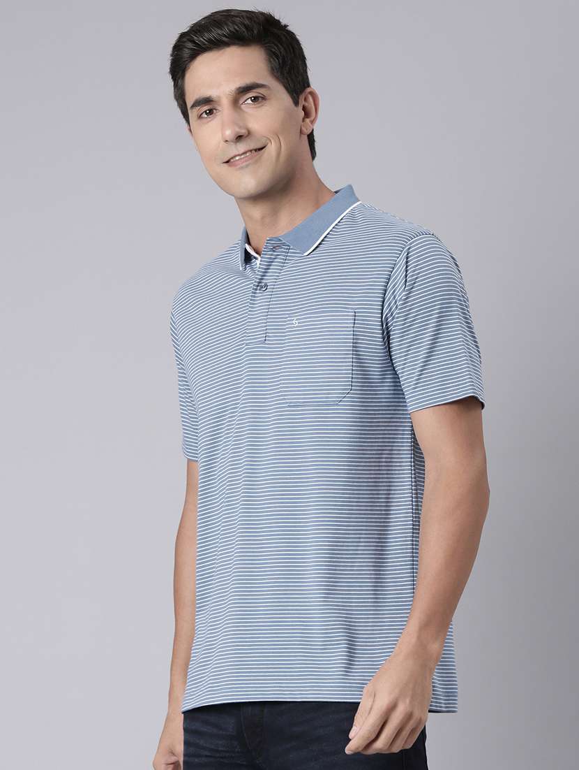 men striped short sleeve regular fit polo t-shirt - 22094095 -  Standard Image - 1