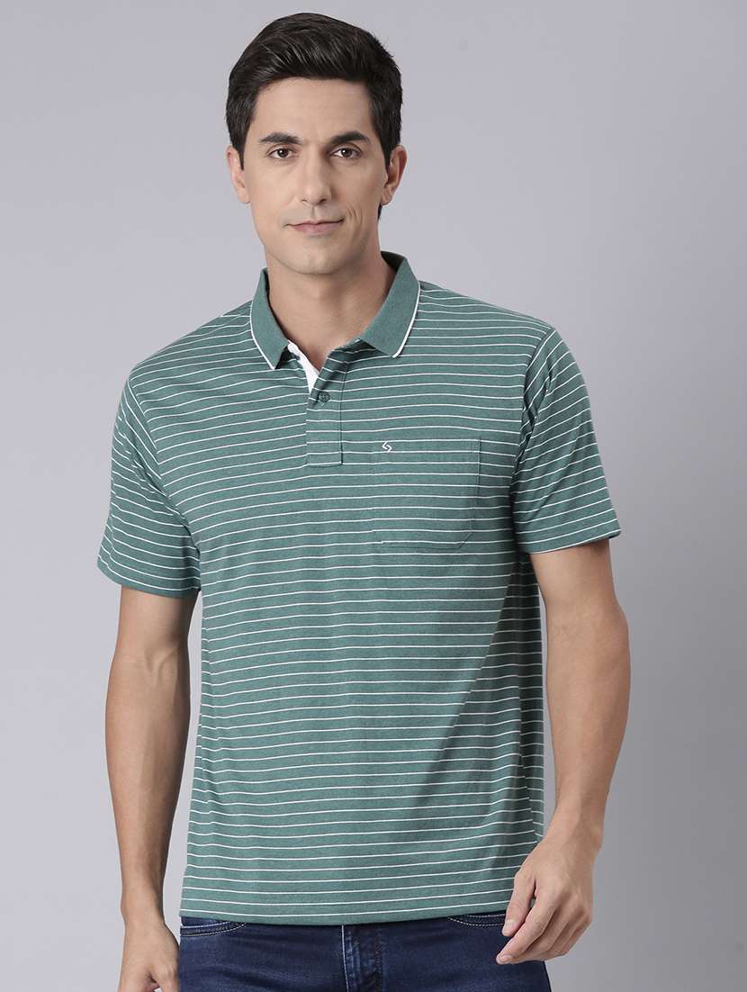 men striped short sleeve regular fit polo t-shirt