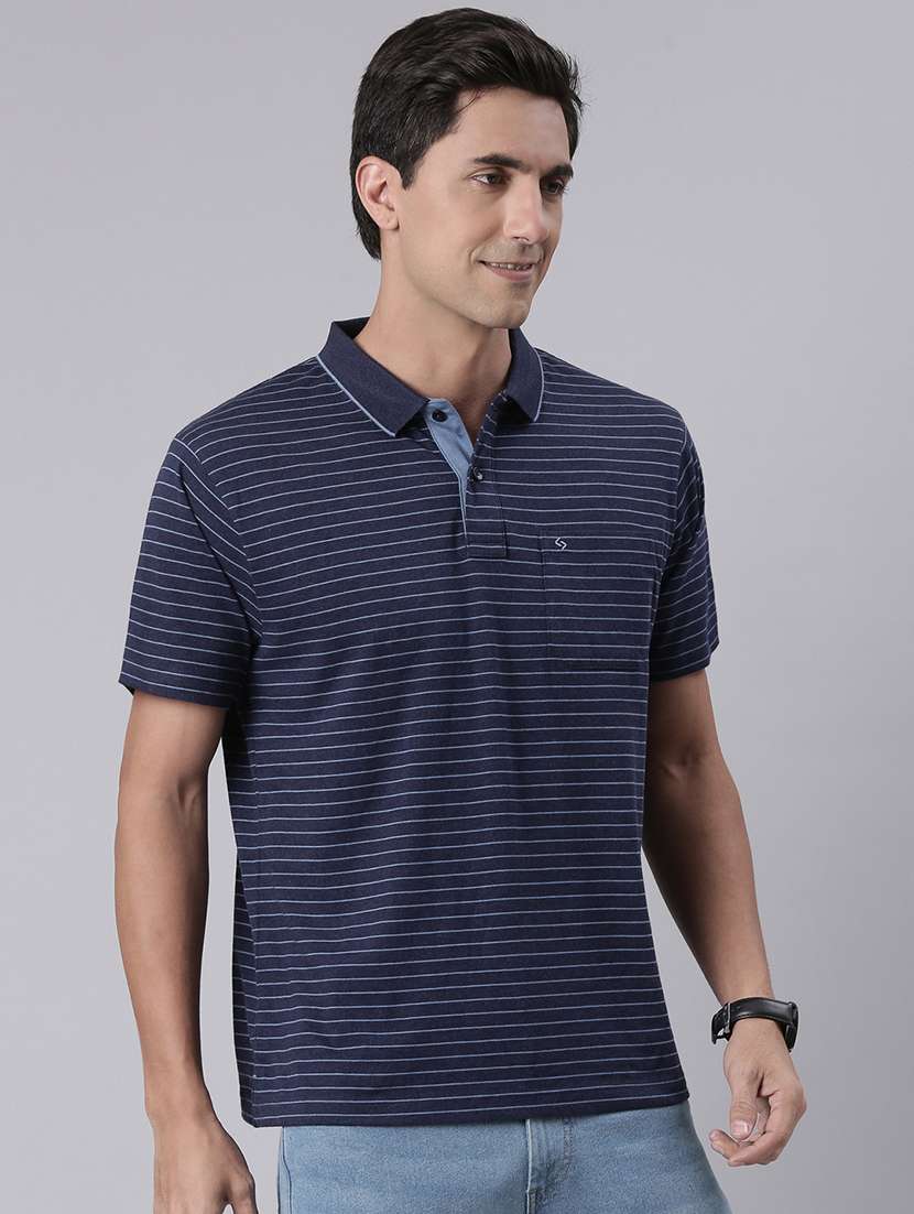 men striped short sleeve regular fit polo t-shirt - 22094098 -  Standard Image - 1