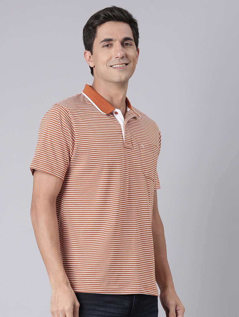 men striped short sleeve regular fit polo t-shirt - 22094099 -  Standard Image - 1