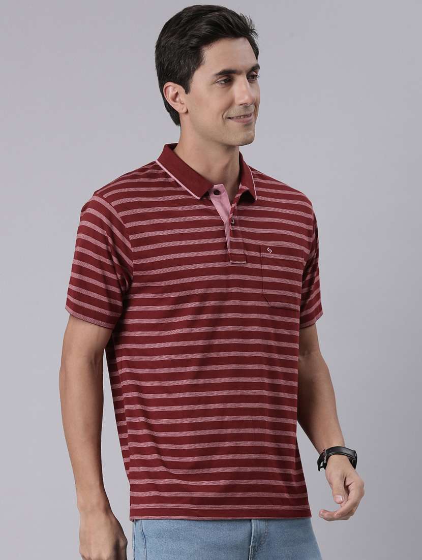 men striped short sleeve regular fit polo t-shirt - 22094100 -  Standard Image - 1