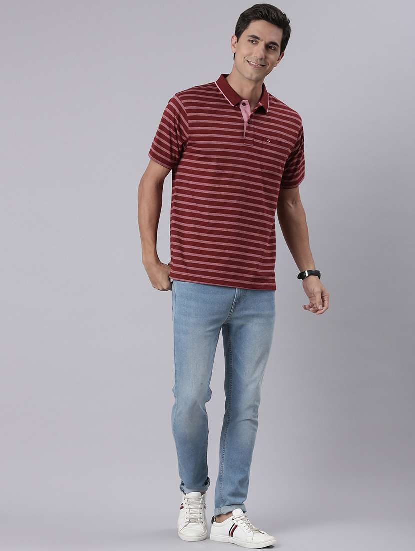 men striped short sleeve regular fit polo t-shirt - 22094100 -  Standard Image - 4