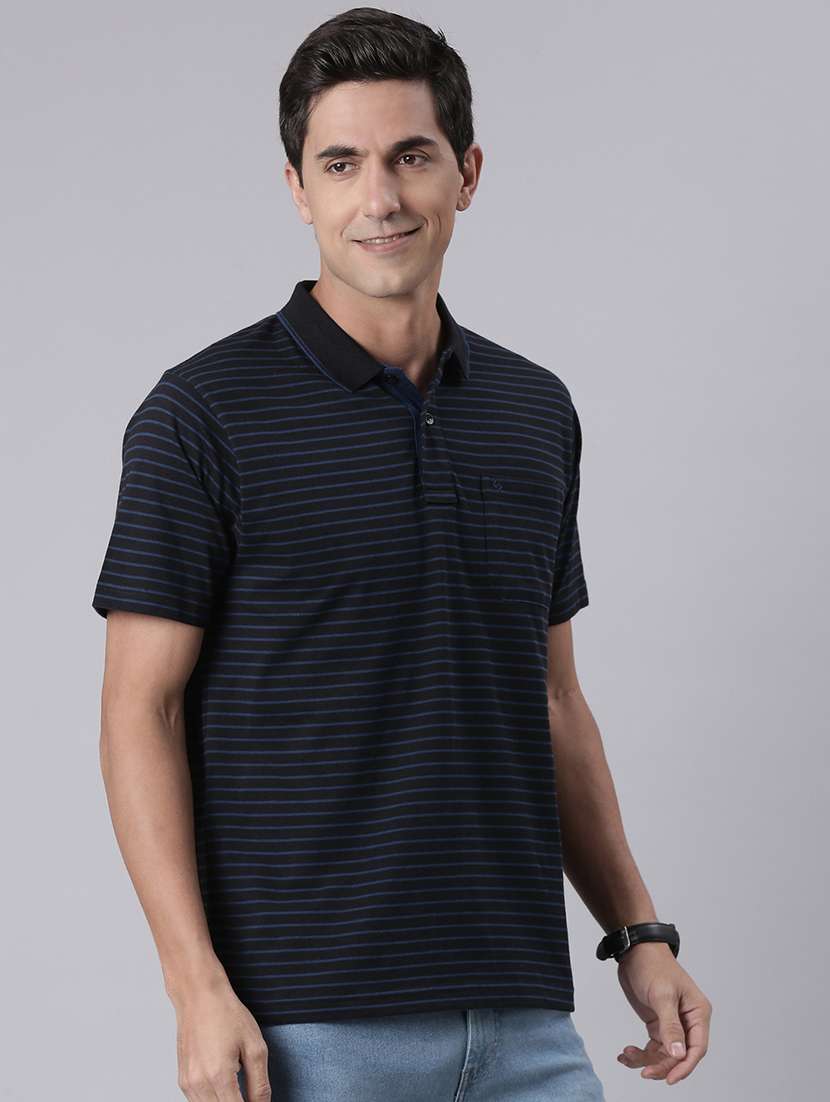 men striped short sleeve regular fit polo t-shirt - 22094101 -  Standard Image - 1