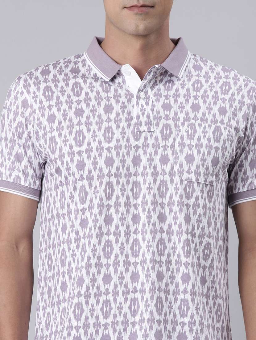 men printed short sleeve slim fit polo t-shirt - 22094103 -  Standard Image - 4