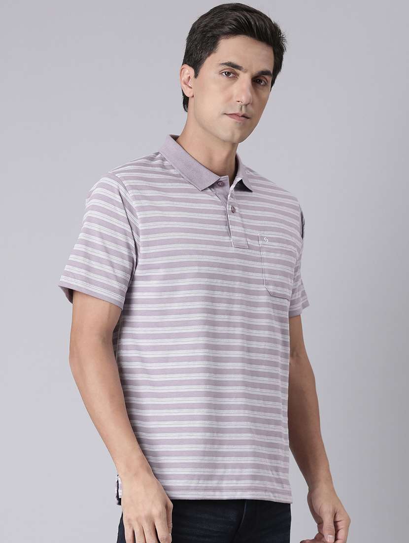 men striped short sleeve regular fit polo t-shirt - 22094105 -  Standard Image - 1