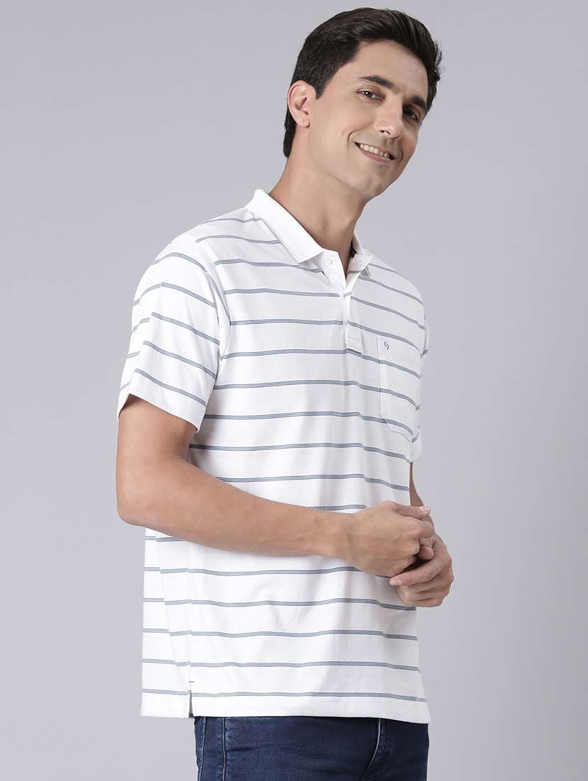 men striped short sleeve regular fit polo t-shirt - 22094106 -  Standard Image - 1