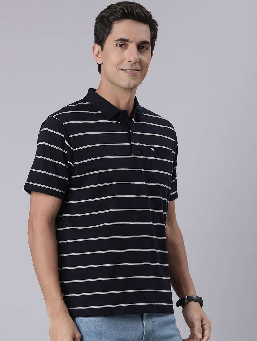 men striped short sleeve regular fit polo t-shirt - 22094107 -  Standard Image - 1