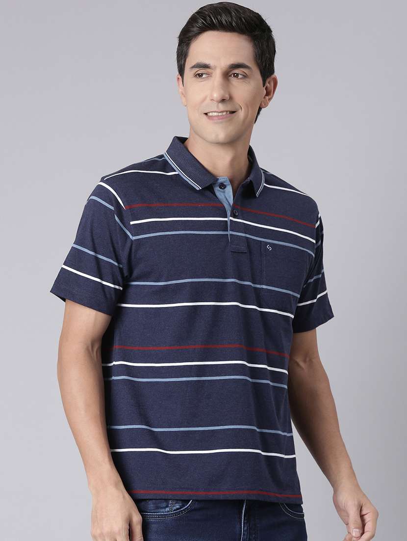 men striped short sleeve regular fit polo t-shirt - 22094109 -  Standard Image - 1