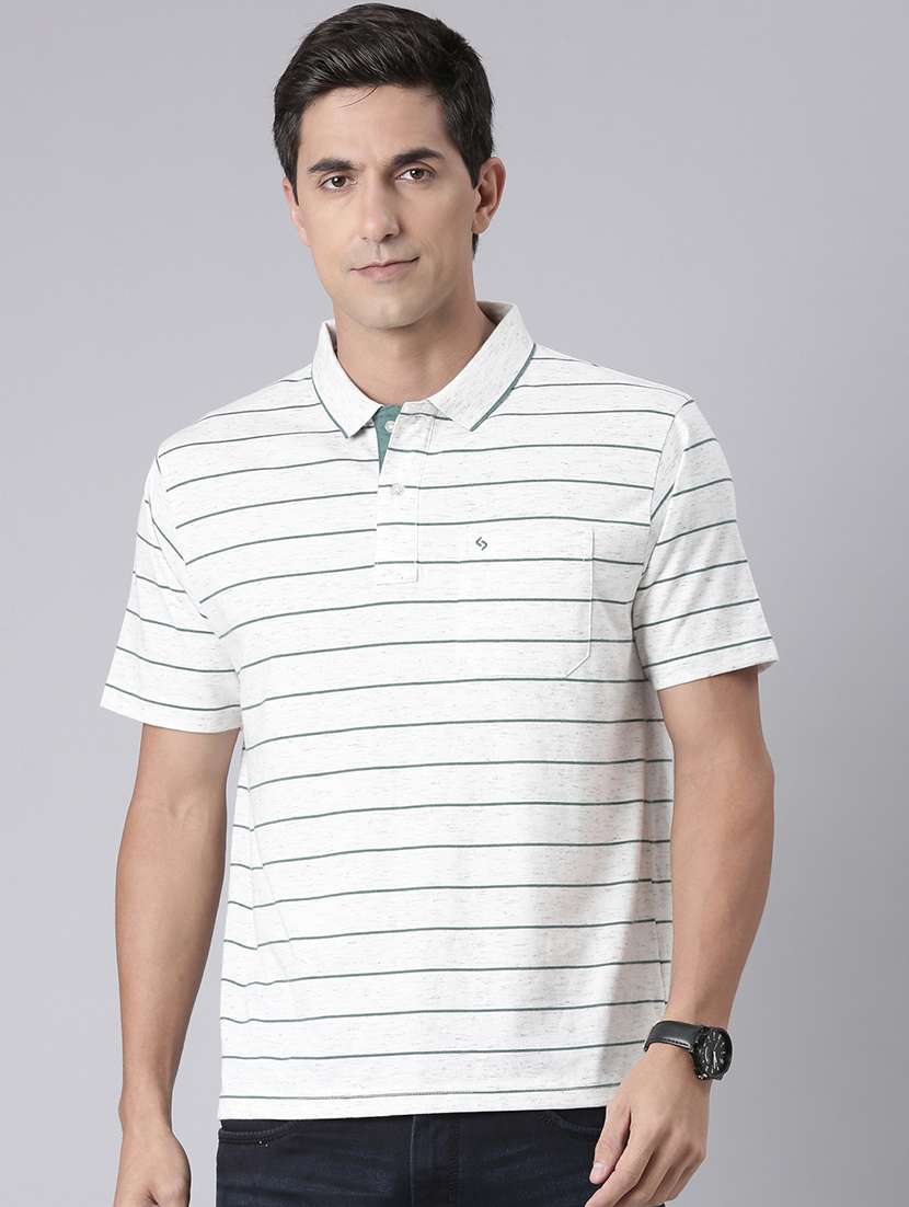 men striped short sleeve regular fit polo t-shirt