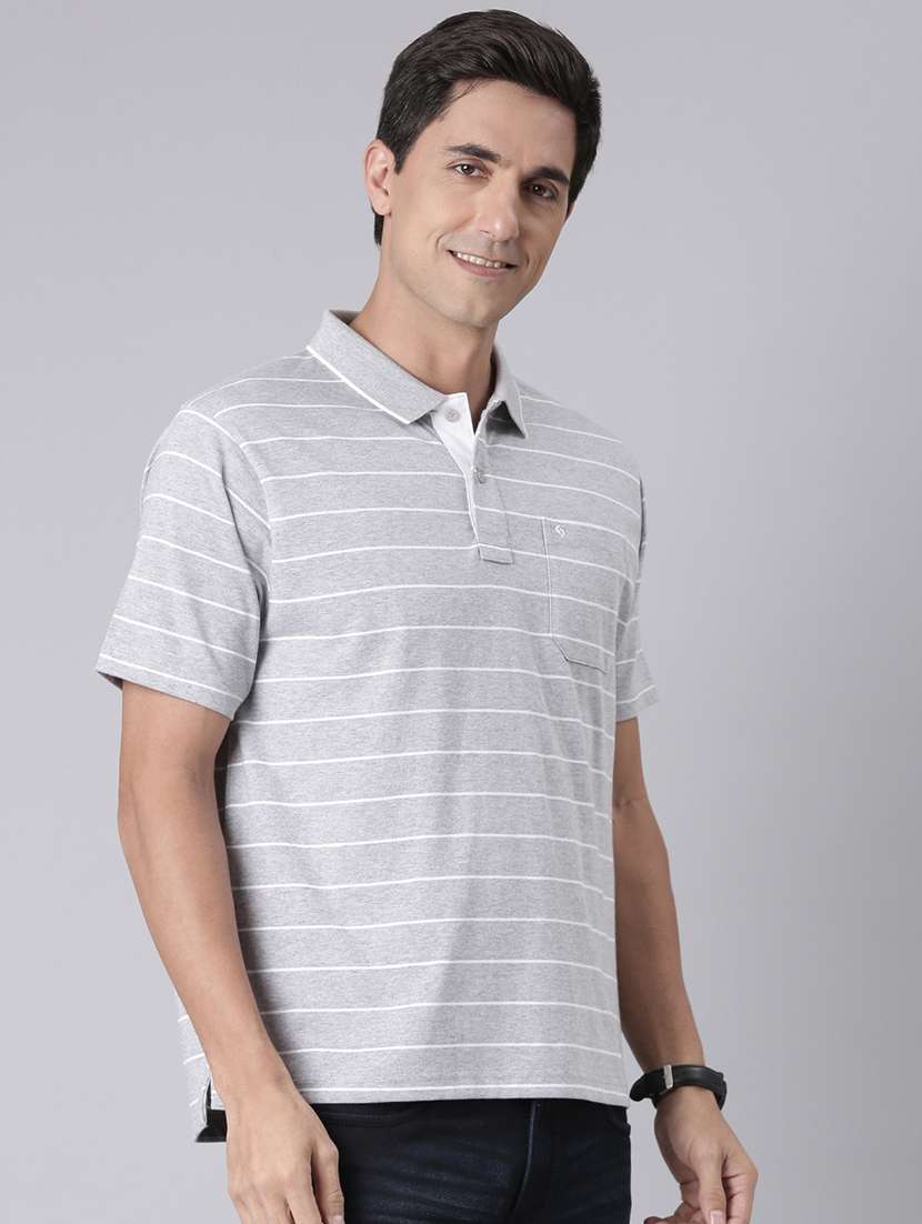 men striped short sleeve regular fit polo t-shirt - 22094111 -  Standard Image - 1