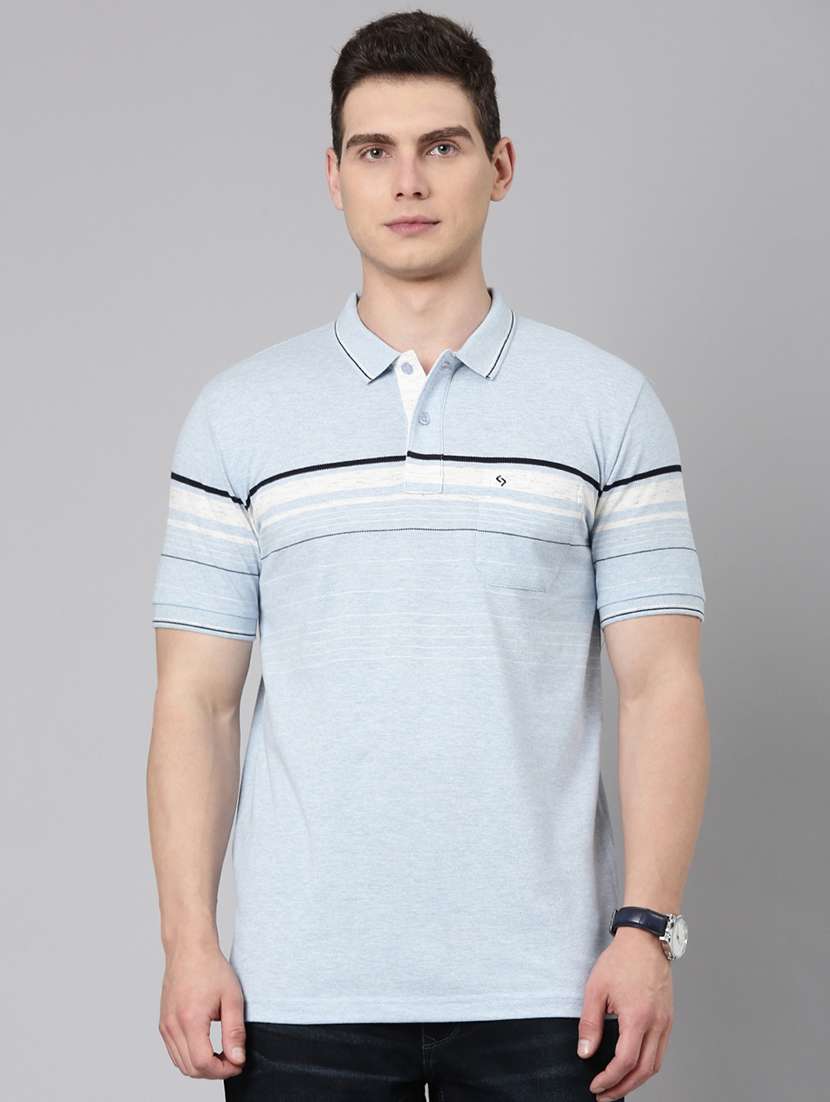 men striped short sleeve regular fit polo t-shirt