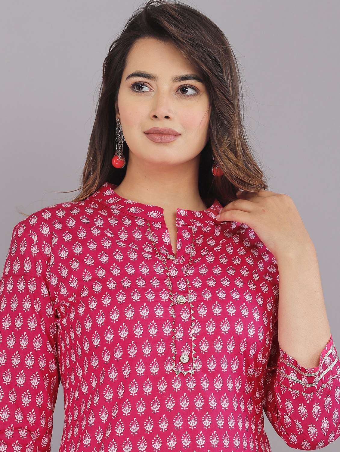 women printed three quarter sleeve straight kurta - 22094171 -  Standard Image - 4
