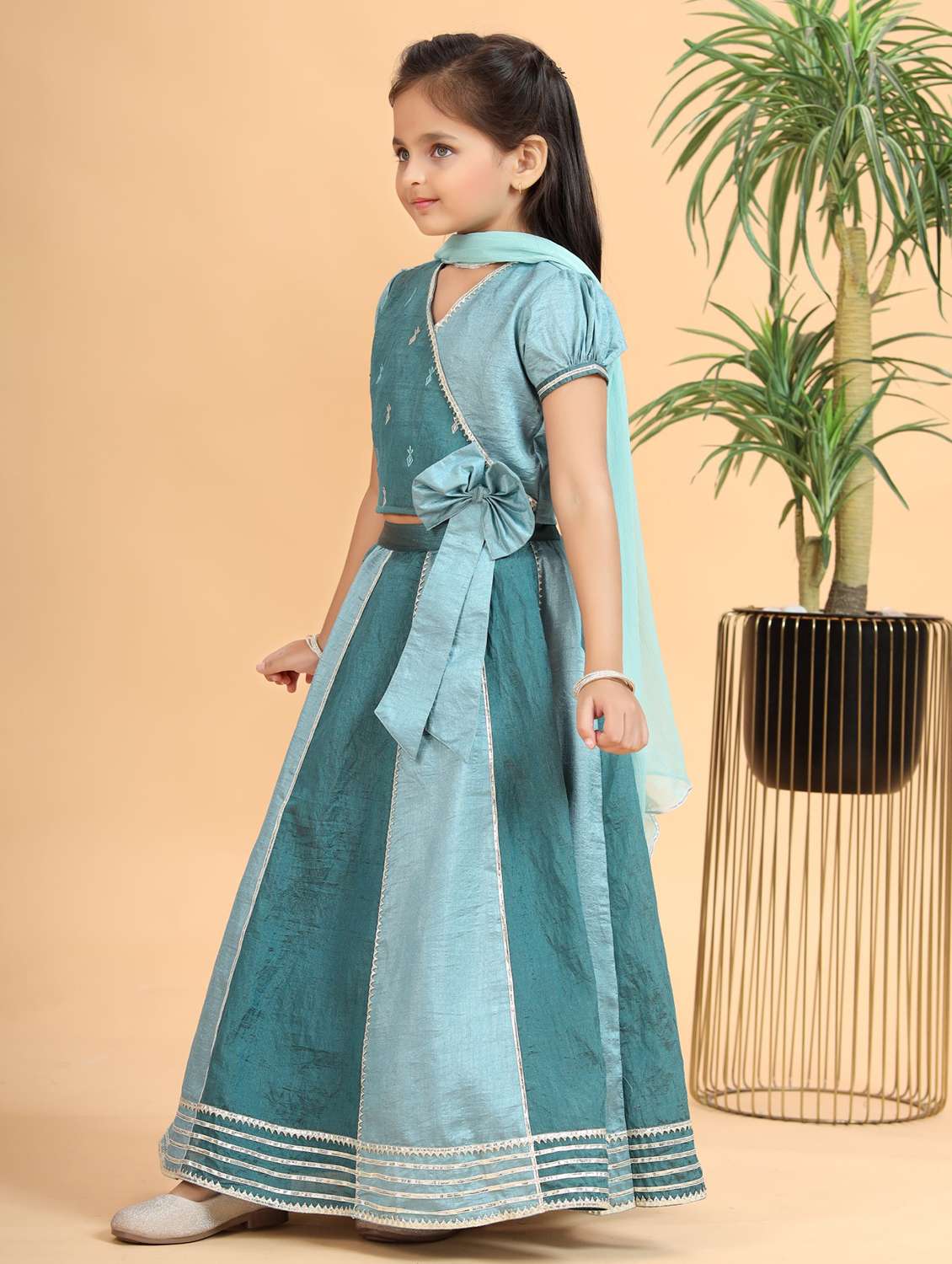 girls color blocked lehenga and choli with dupatta - 22094184 -  Standard Image - 1