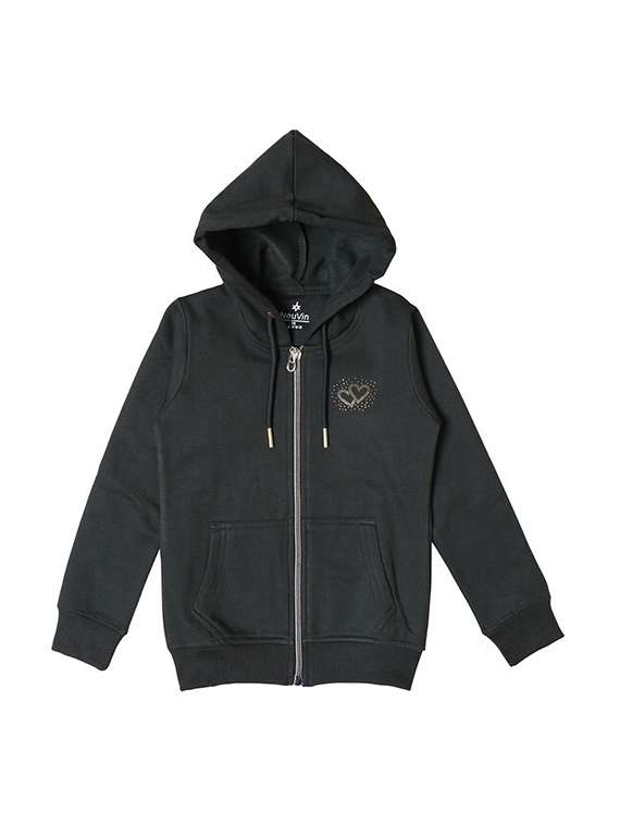 women solid long sleeve hooded sweatshirt