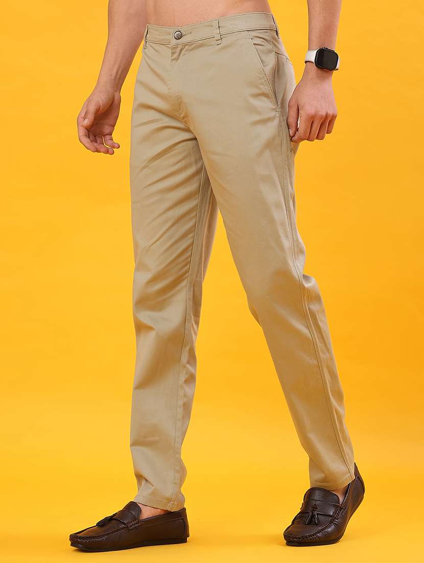 men solid mid rise casual chinos - 22094224 -  Standard Image - 1