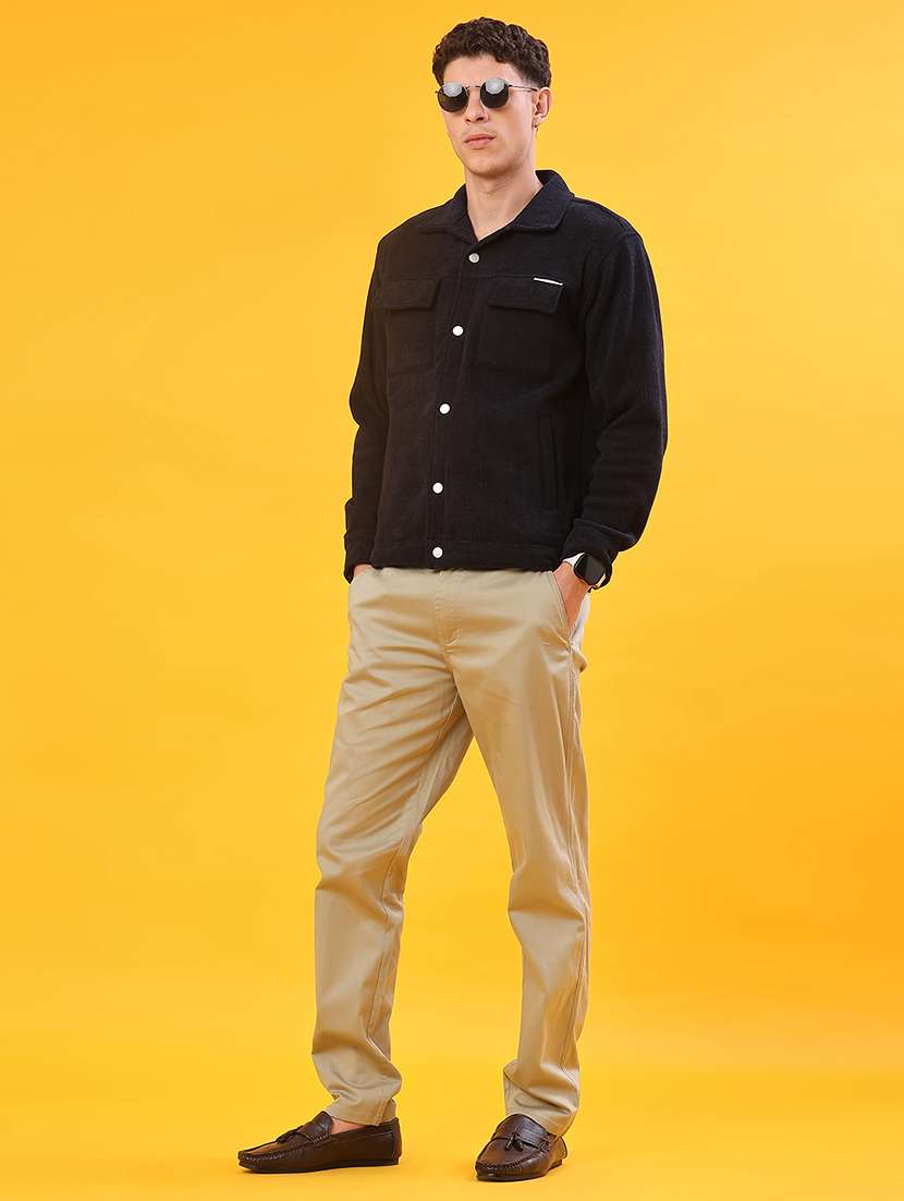 men solid mid rise casual chinos - 22094224 -  Standard Image - 4