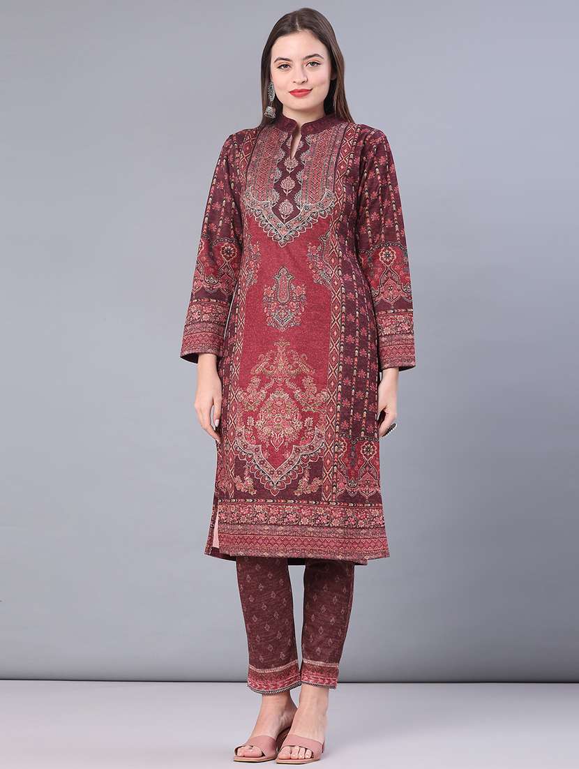 women printed long sleeve kurta pant with dupatta set - 22094378 -  Standard Image - 1