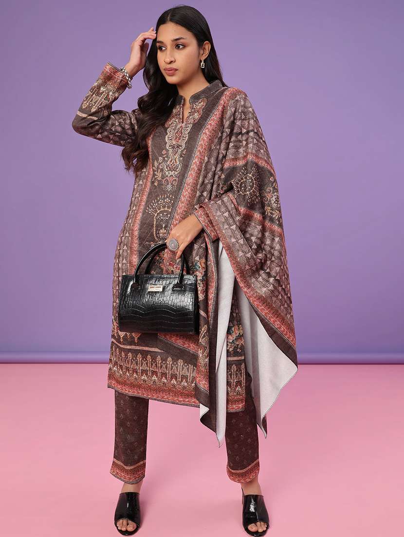 women printed long sleeve kurta pant with dupatta set - 22094379 -  Standard Image - 1