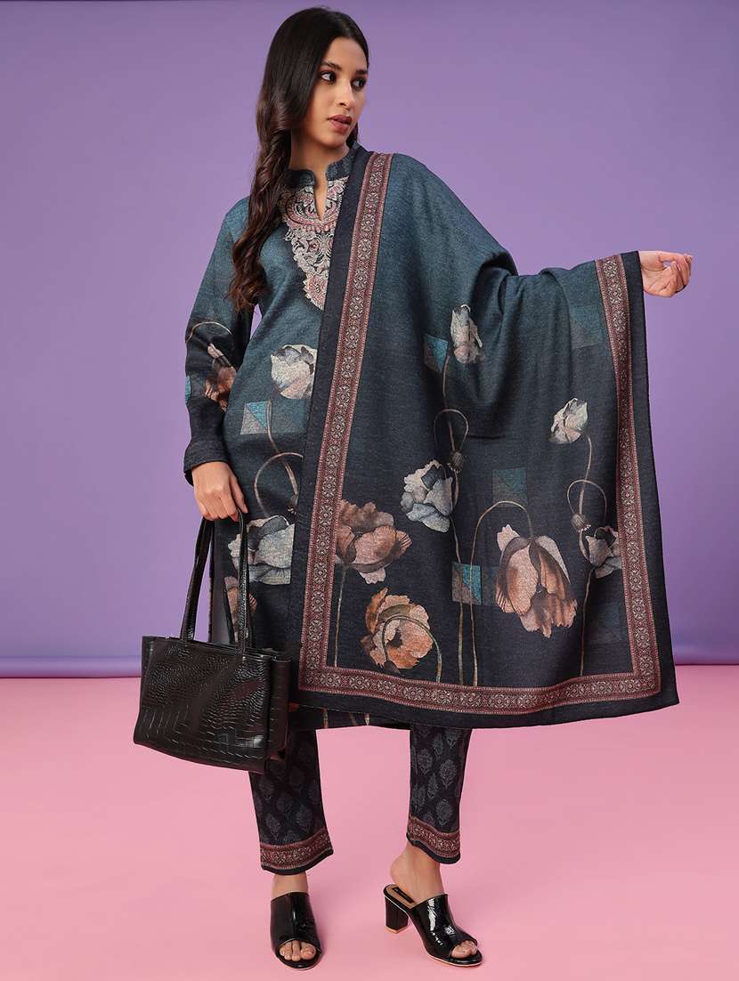 women printed long sleeve kurta pant with dupatta set - 22094386 -  Standard Image - 1
