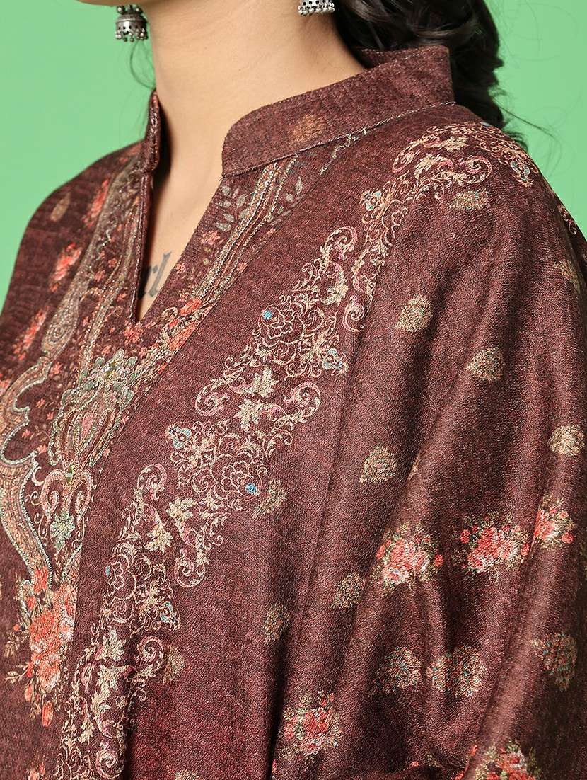 women printed woolen kurta and pant with dupatta set - 22094391 -  Standard Image - 4