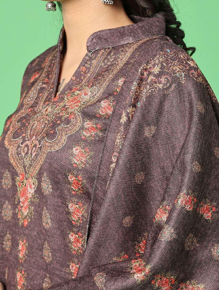 women printed woolen kurta and pant with dupatta set - 22094394 -  Standard Image - 4