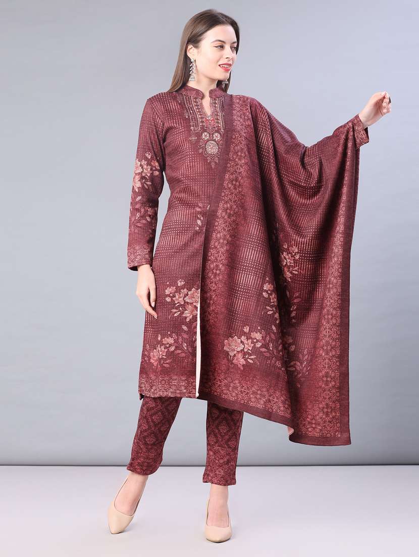 women printed long sleeve kurta pant with dupatta set - 22094397 -  Standard Image - 1