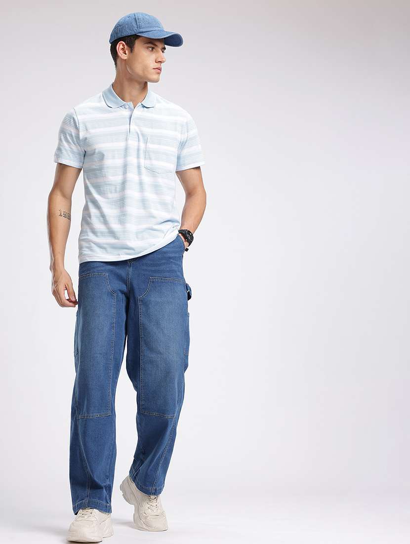 men striped short sleeve regular fit polo t-shirt - 22094408 -  Standard Image - 4