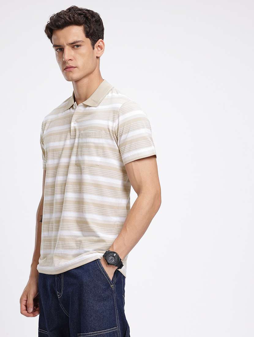 men striped short sleeve regular fit polo t-shirt - 22094409 -  Standard Image - 1