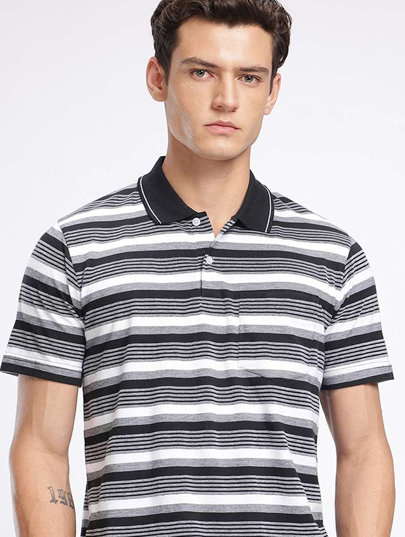 men striped short sleeve regular fit polo t-shirt - 22094410 -  Standard Image - 1