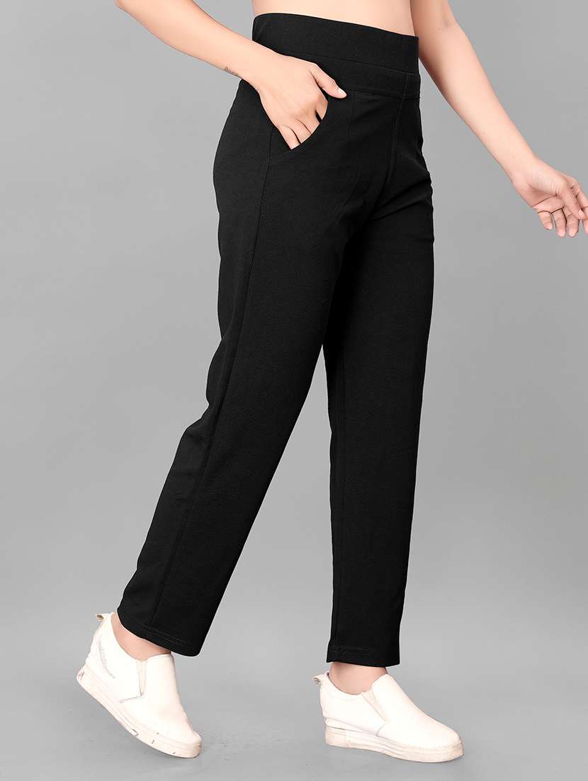 women solid mid rise straight trouser - 22094416 -  Standard Image - 1