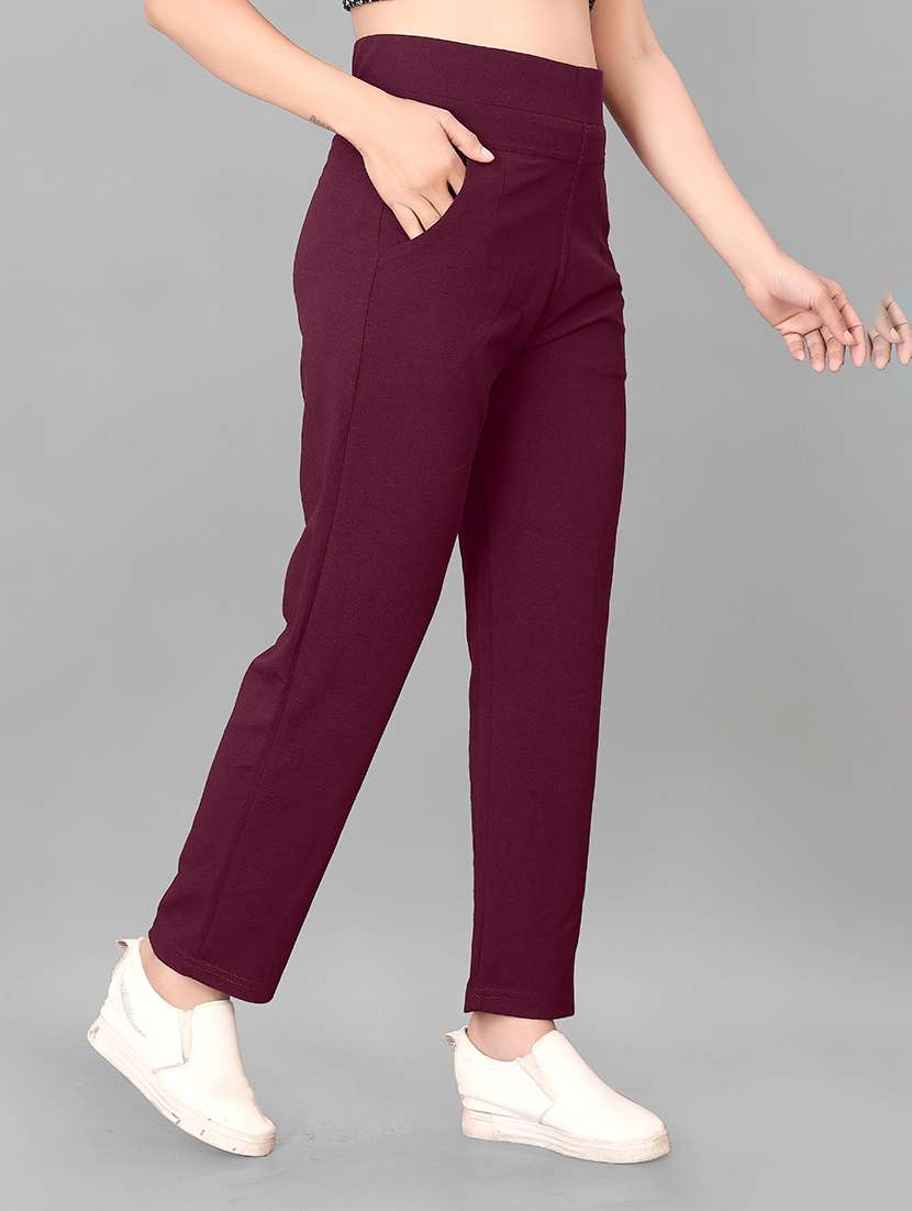 women solid mid rise straight trouser - 22094418 -  Standard Image - 1