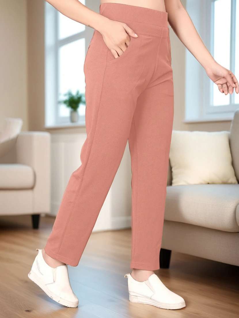 women solid mid rise straight trouser - 22094425 -  Standard Image - 1