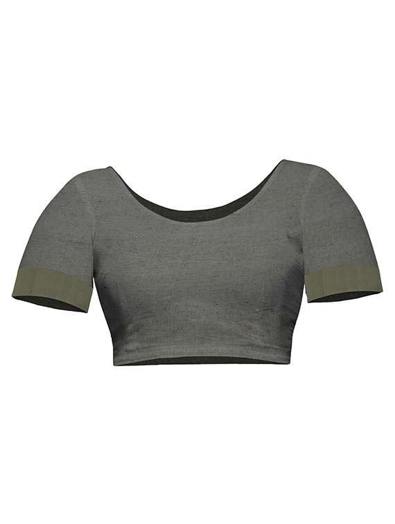 women solid handloom saree with blouse - 22094446 -  Standard Image - 4