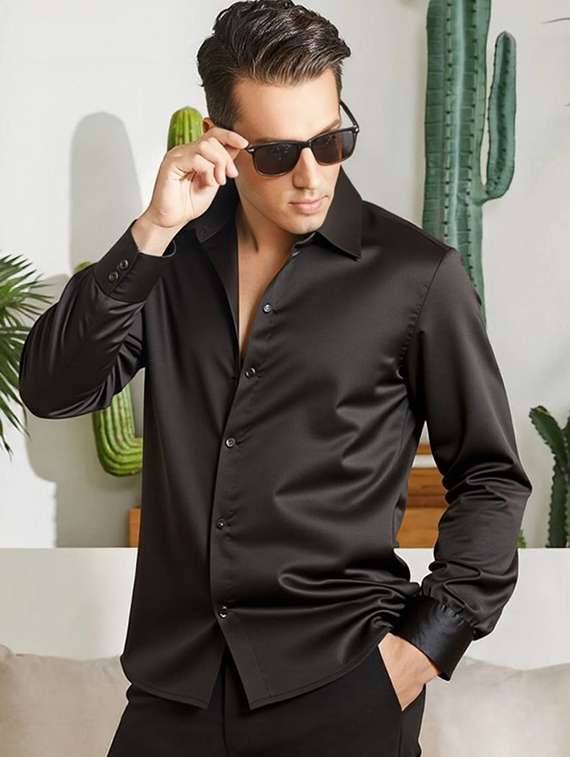 men solid long sleeve regular fit casual shirt