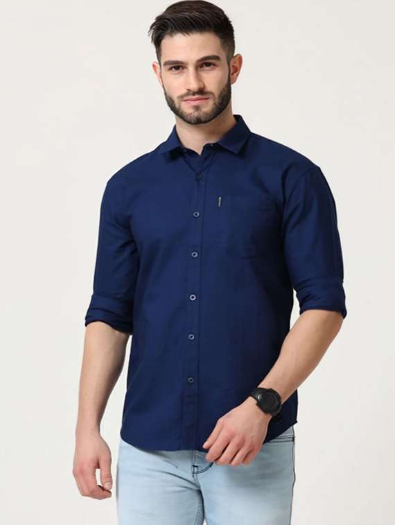 men solid long sleeve regular fit casual shirt