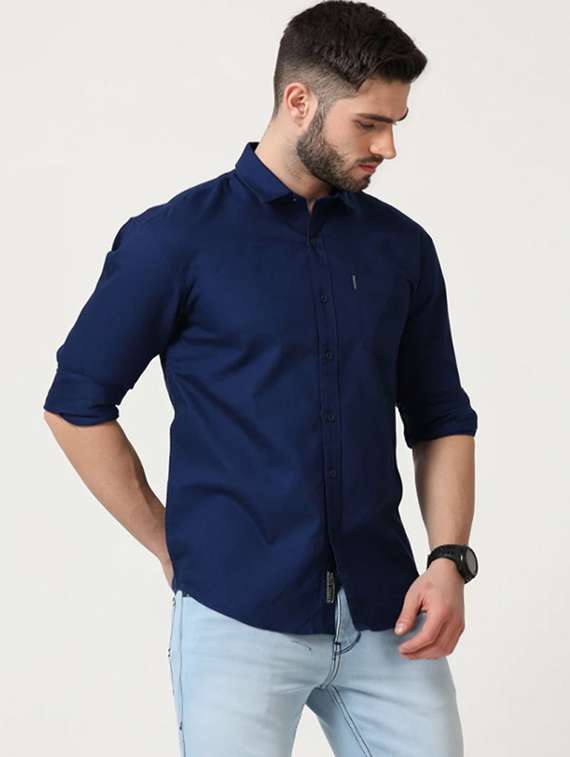 men solid long sleeve regular fit casual shirt - 22094541 -  Standard Image - 1
